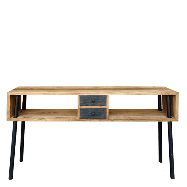 C71 – Console Table Metal Teak 2&nbsp;Drawers
