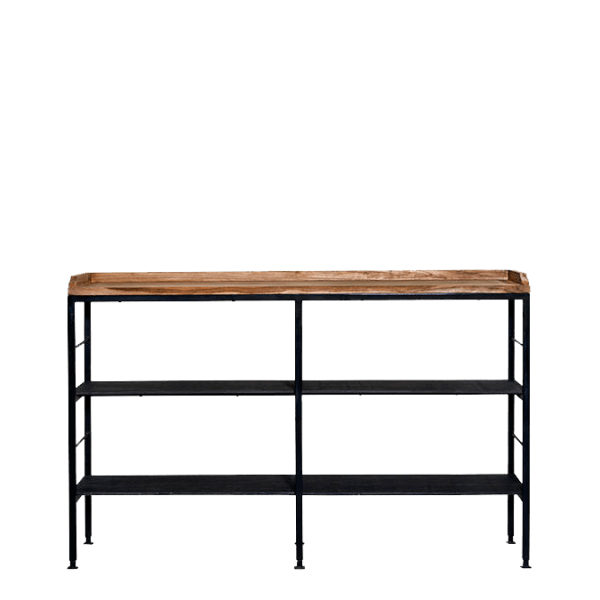 D101 – Console Table 2 Level Metal Teak&nbsp;Top