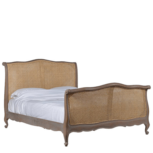 L29 – Sleigh Bed Mahogany Canework&nbsp;140