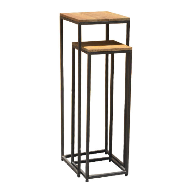 PT111.2 – Nesting Side Table Metal Teak Top Set of&nbsp;2