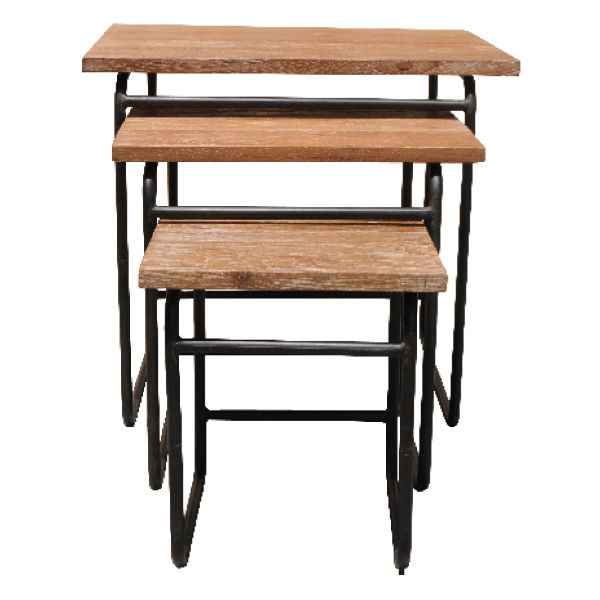 PT116 – Nesting Side Table Metal Teak Top Set of&nbsp;3