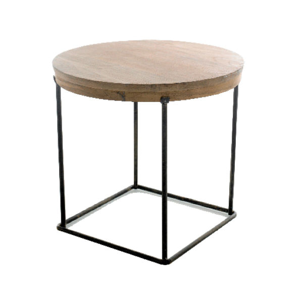 PT117 – Round Side Table Metal Teak&nbsp;Top