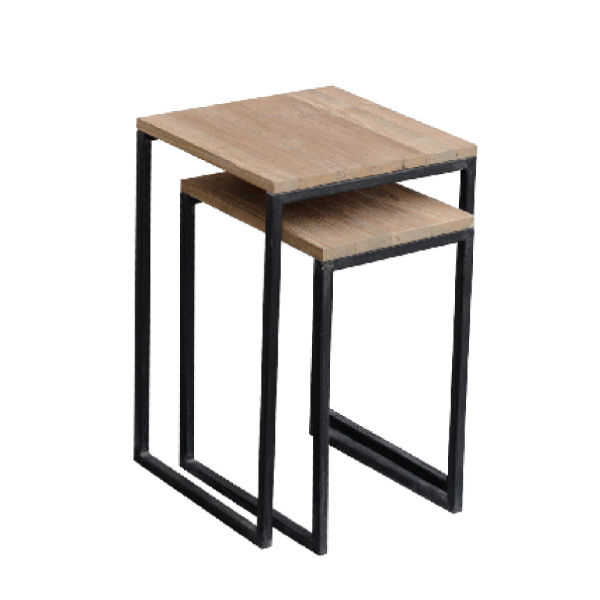 PT139 – Nesting Side Table Metal Teak Top Set of&nbsp;2
