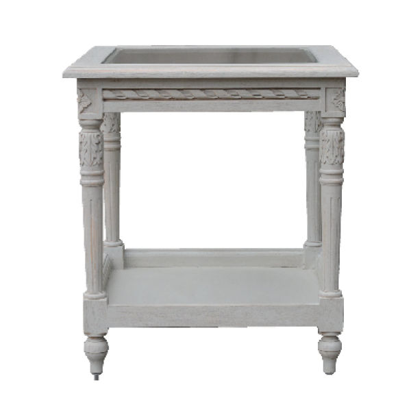 PT91.2 – Side Table 1 Level Mahogany Glass&nbsp;Top