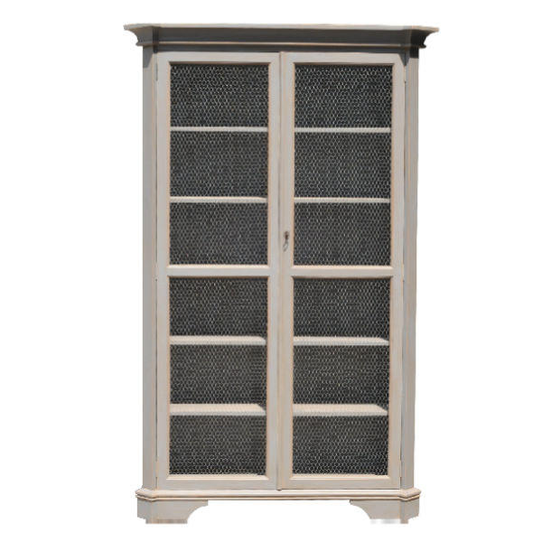 R184 – Cabinet 2 Glass Door Mahogany&nbsp;Wiremesh