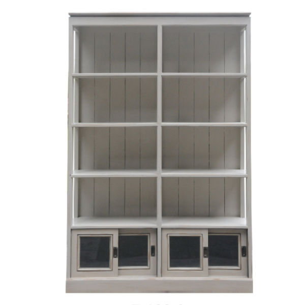 R188.2 – Bookcase Cabinet 4 Level 4 Glass Sliding Door&nbsp;Mahogany