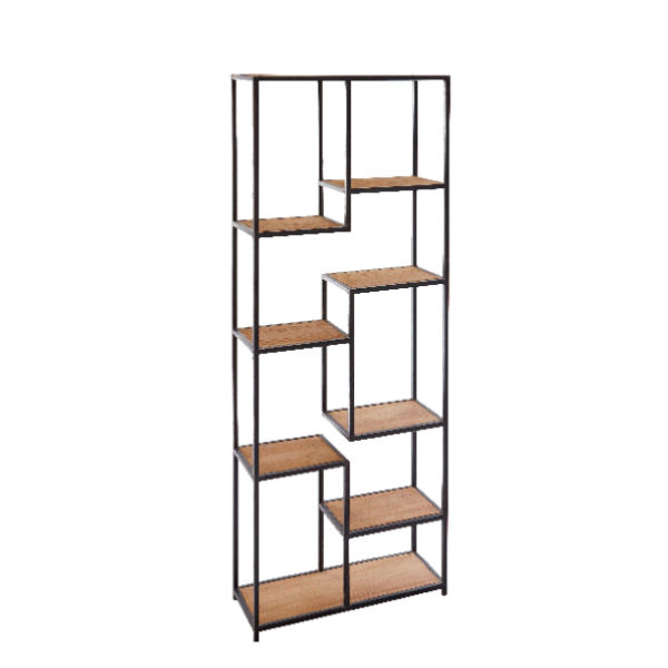 R191 – Corner Room Divider 9 Level Metal&nbsp;Teak