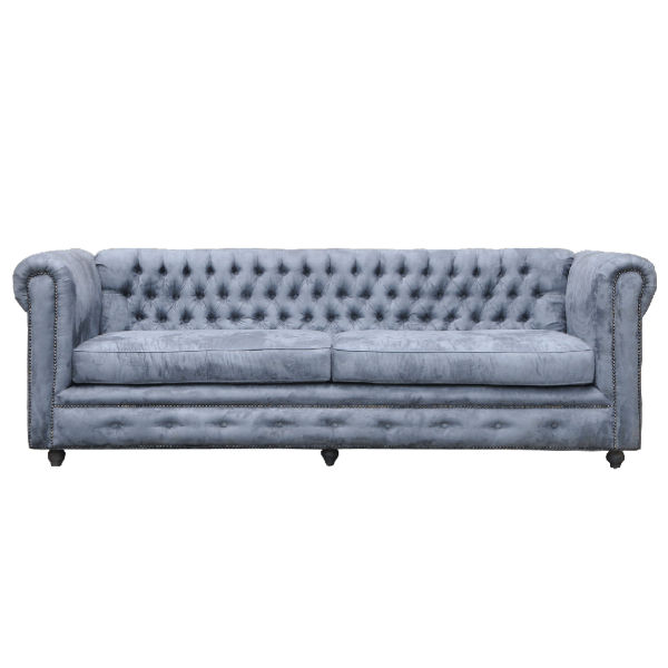 S130 – Chesterfield Sofa 3 Seater MAHOGANY FABRIC&nbsp;Cushions