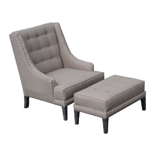 S157.3 – Wingchair Mahogany Fabric Cushion with&nbsp;Footrest