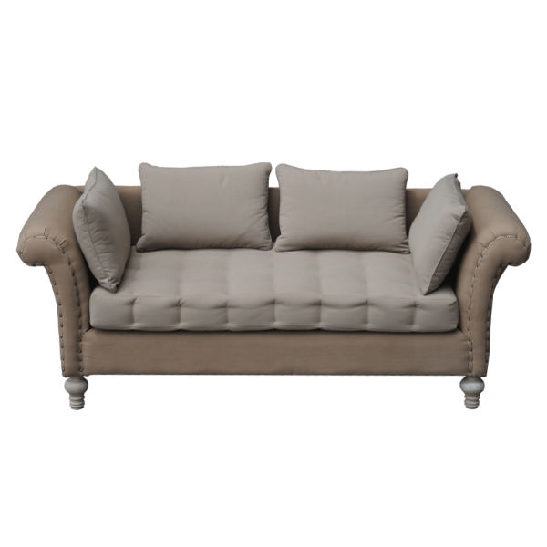 S167 – Sofa 2 Seater Mahogany Fabric&nbsp;Cushions