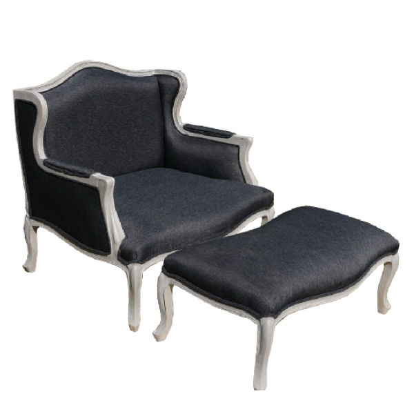 S2.5 – Loveseat Wingchair Mahogany Fabric with&nbsp;Footstool