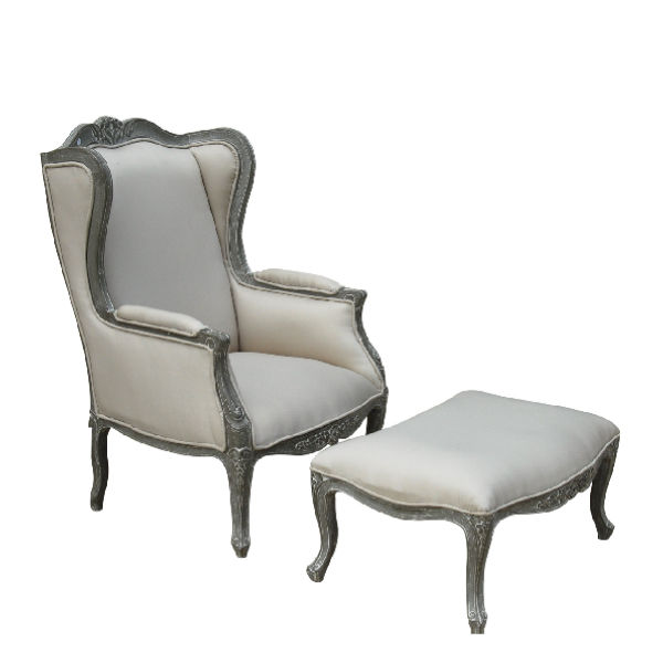 S2.2 – Wingchair Mahogany Fabric with&nbsp;Footstool