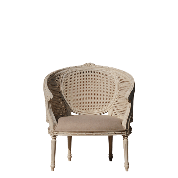 S43 – Armchair Mahogany Canework&nbsp;Fabric
