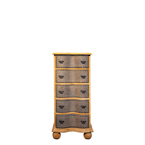 CO65.4 – Commode Serpentine Teak Mahogany 5&nbsp;Drawers